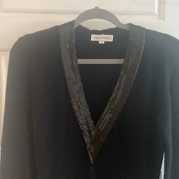 Calvin Klein Black Knit Dress w/ Sequin Detail - Picture 2 of 2